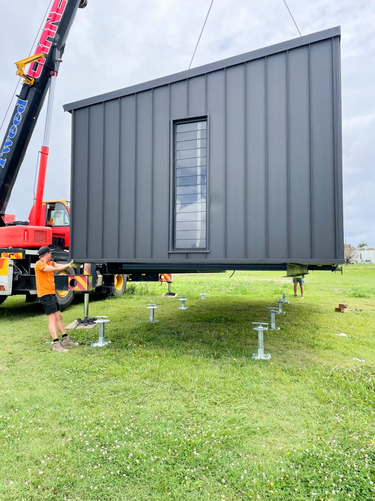 Delivery and installation of a HOMElife Pods modular building