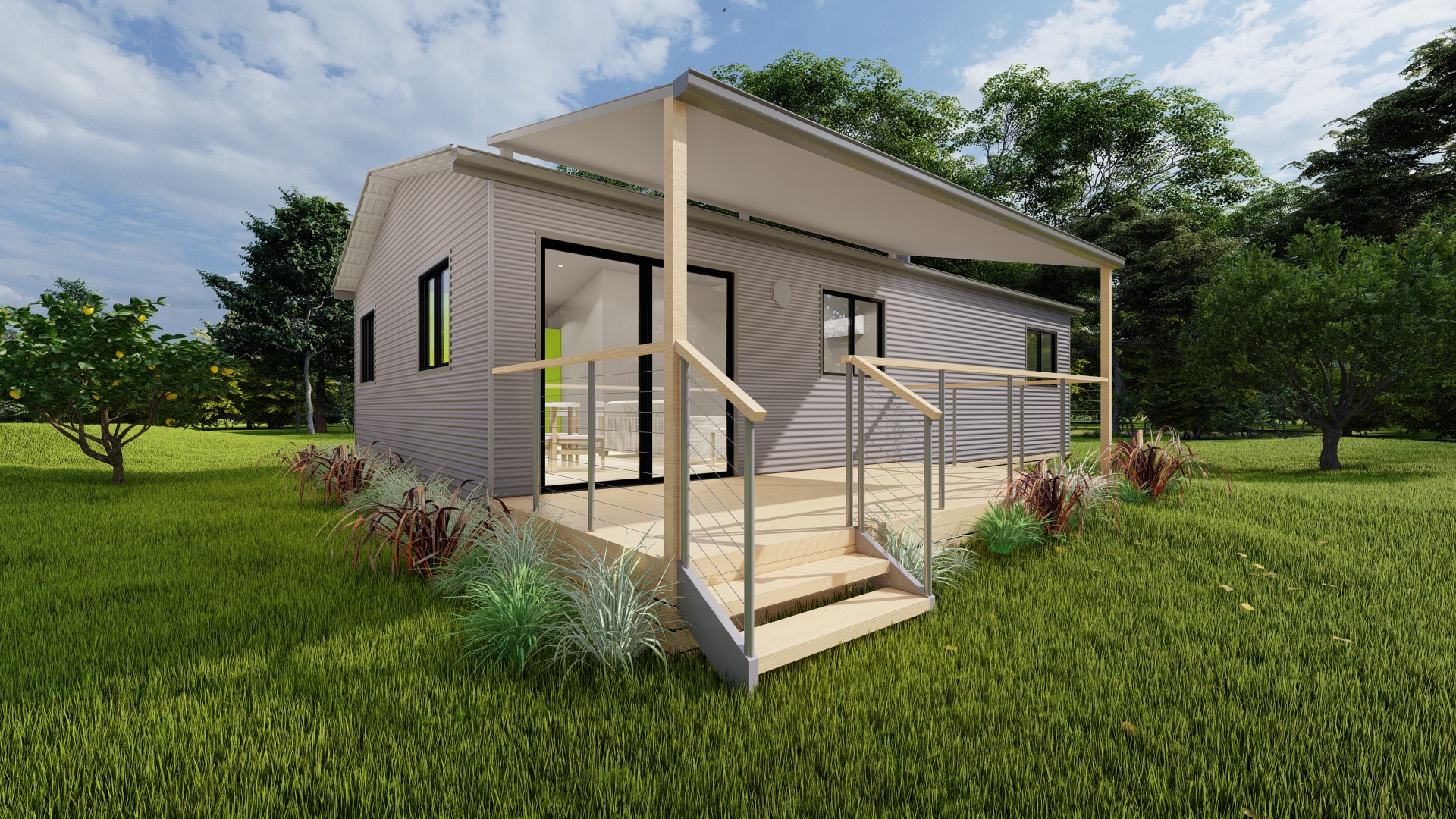 3d render of HOMElife Pods contemporary Home 7 facade.