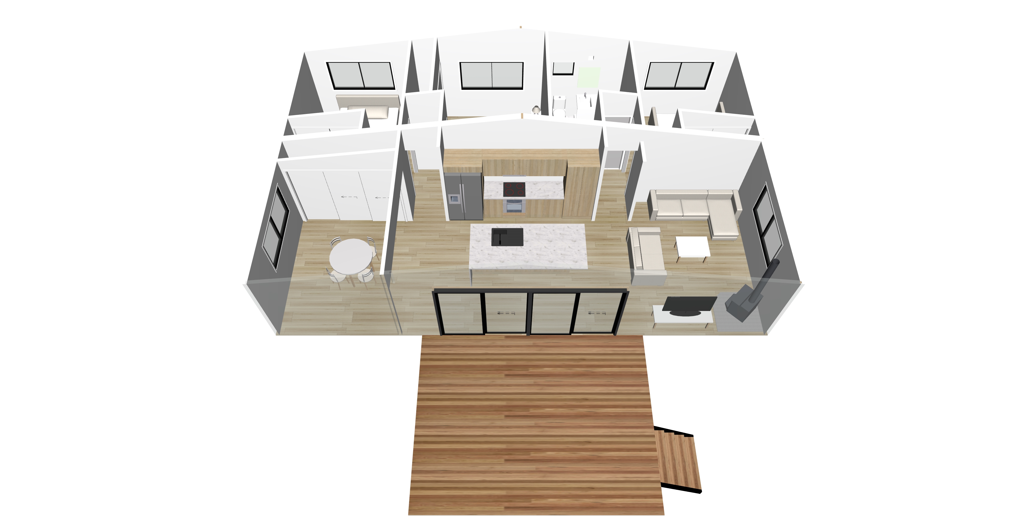 3d floor plan render of Cottesloe 2 modular home