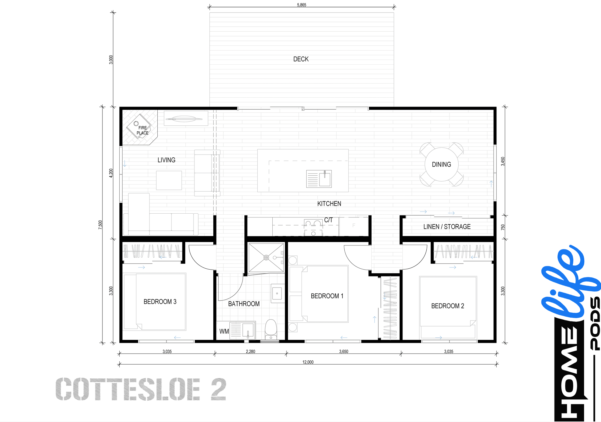 floor plan of cottesloe home or cabin style modular building